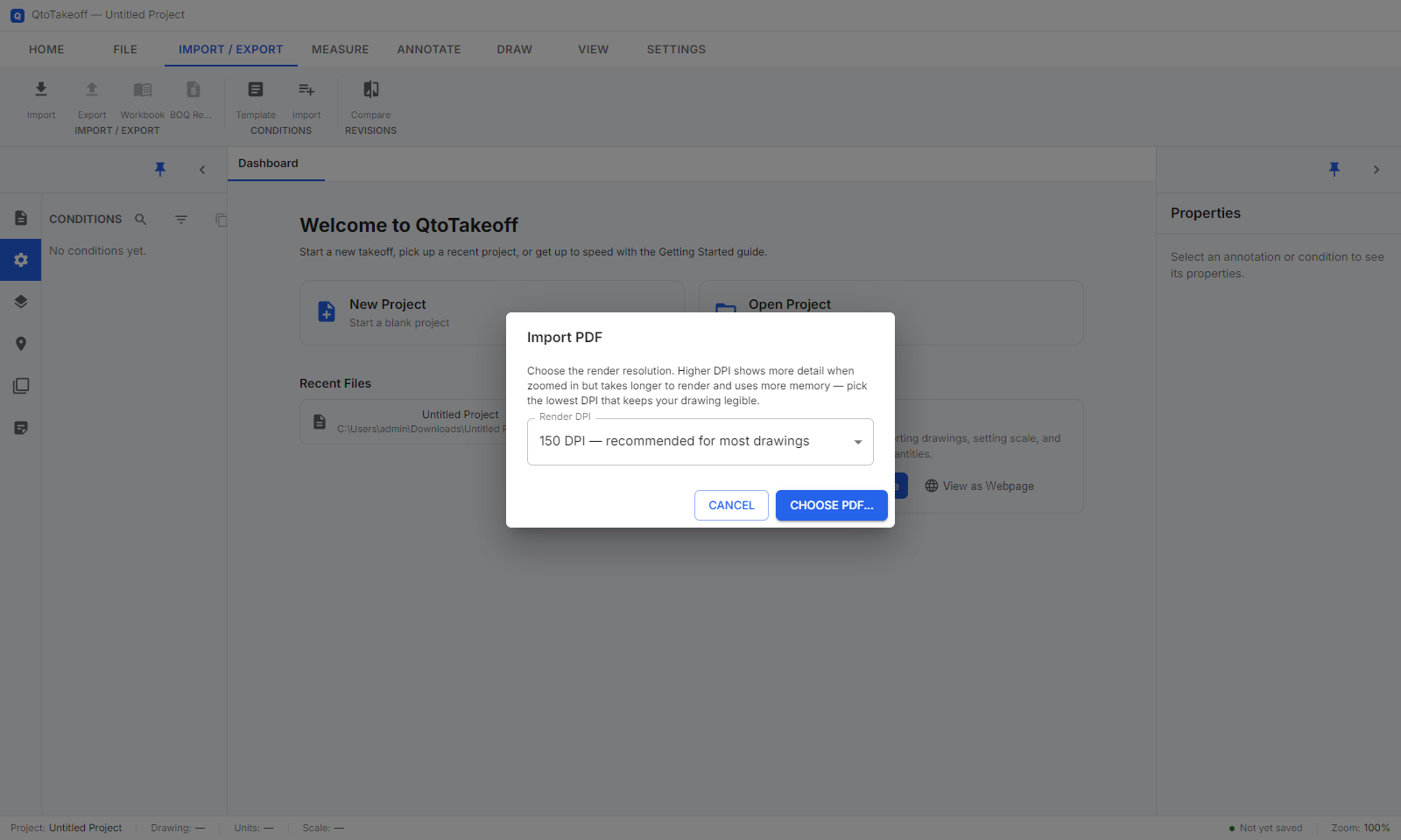 DPI picker dialog