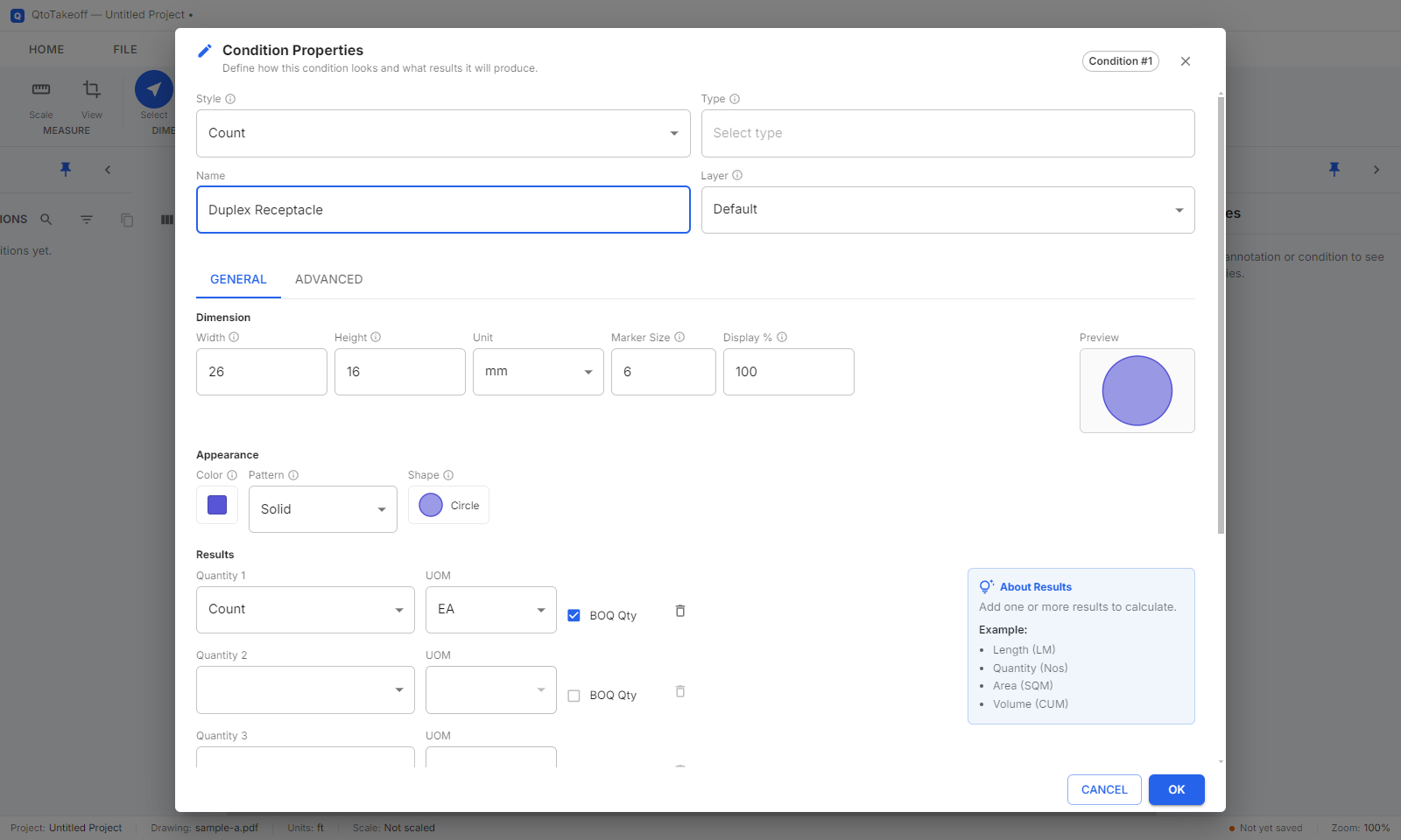 New Condition dialog